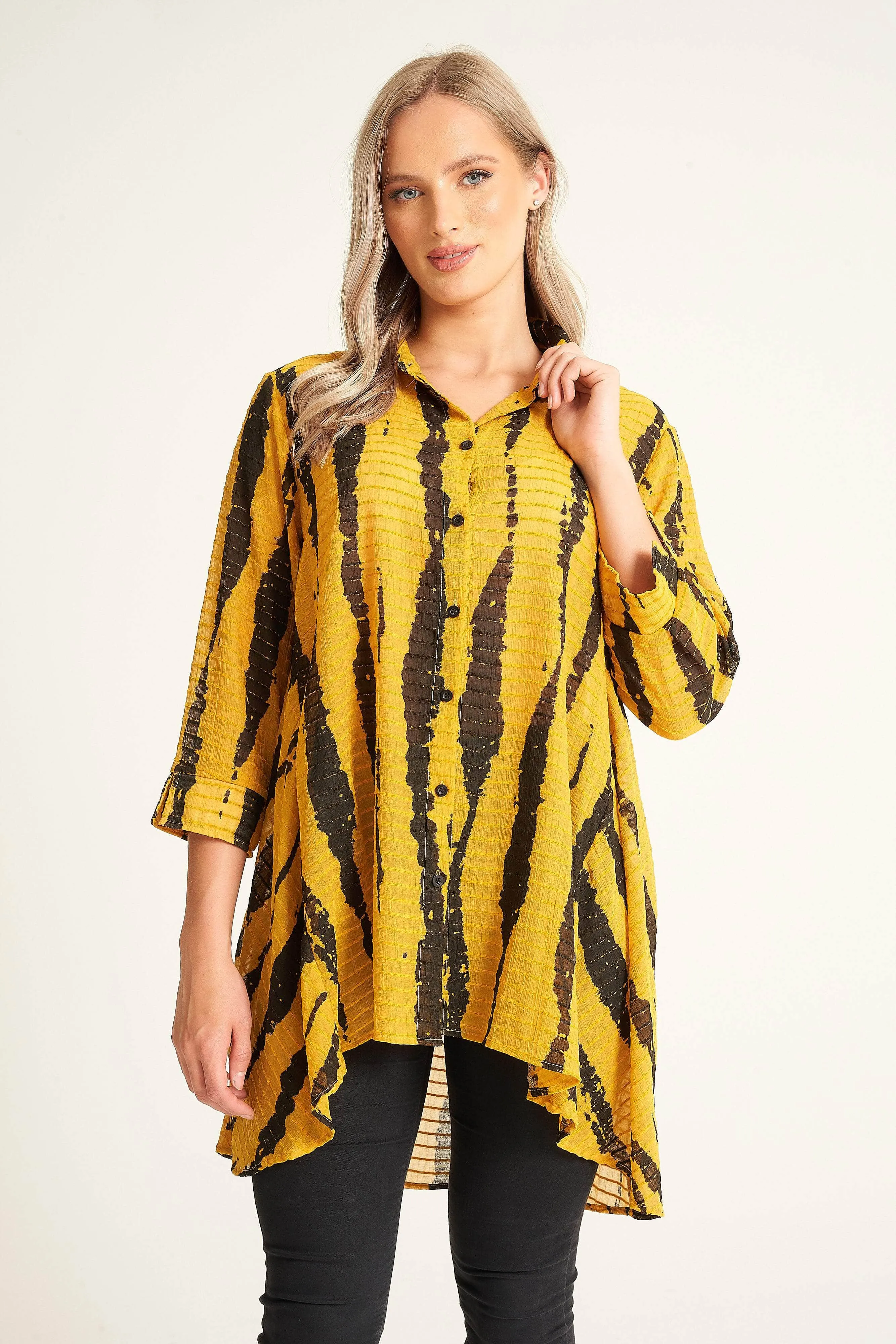 Saloos Textured Abstract Print Button Though Shirt