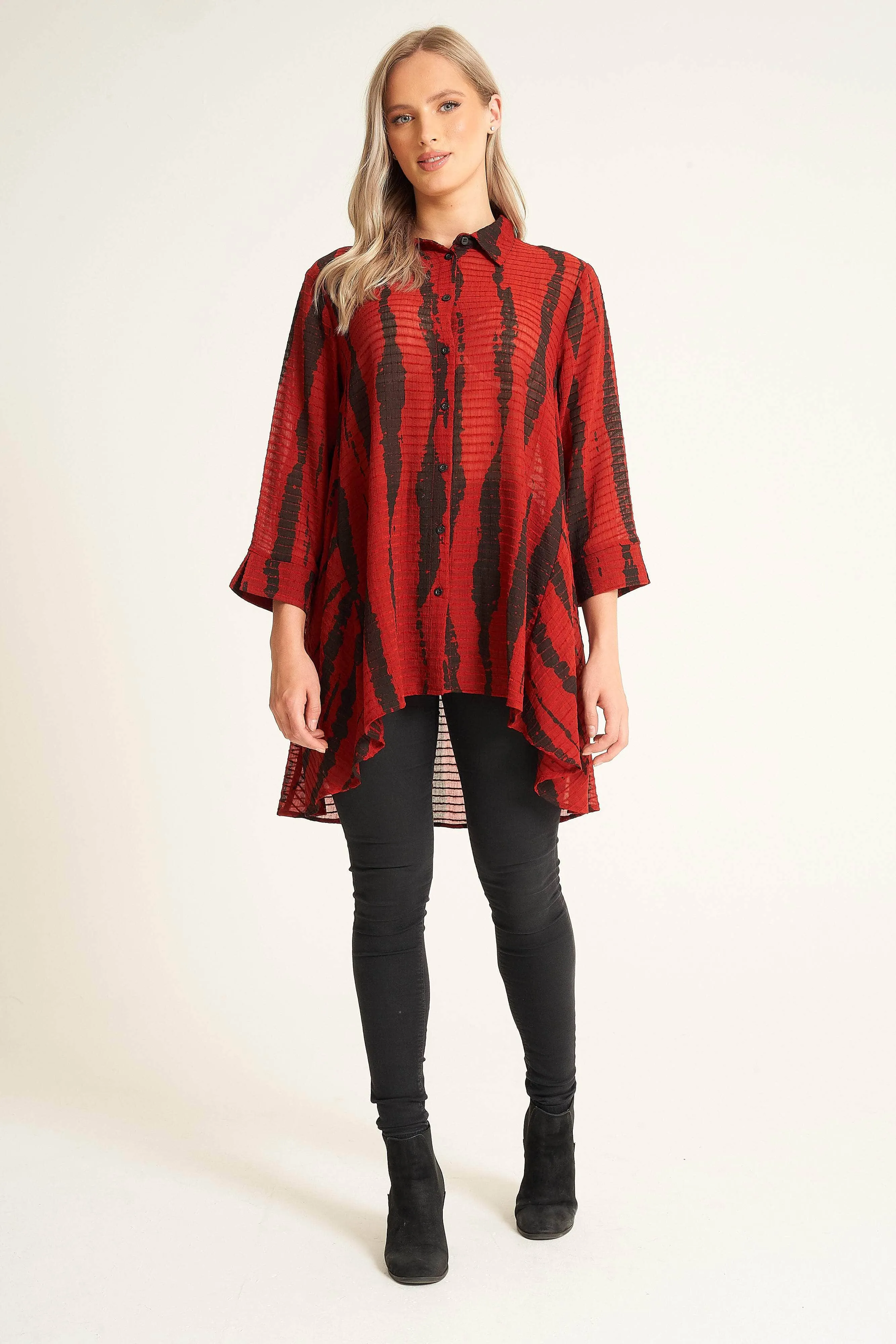 Saloos Textured Abstract Print Button Though Shirt