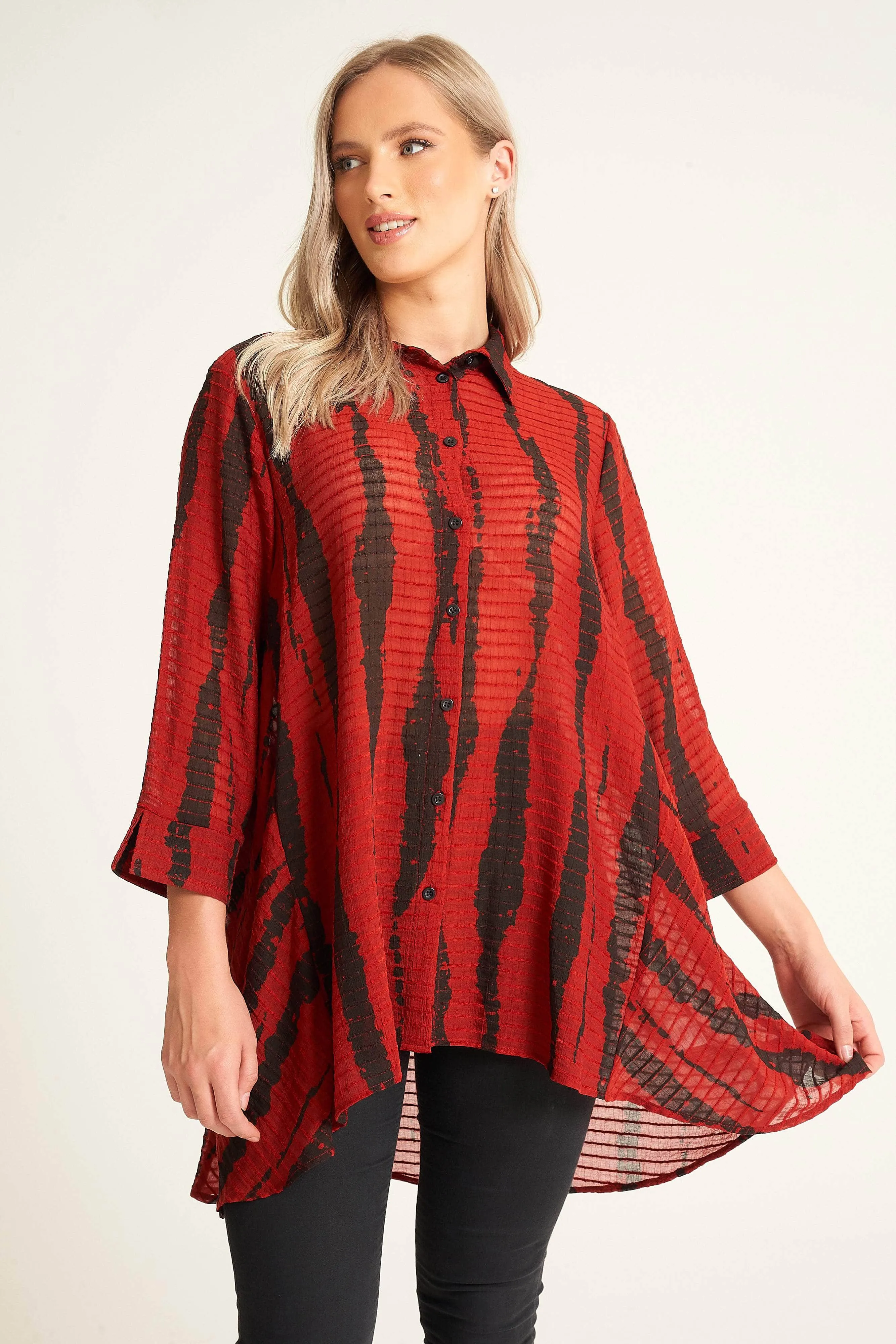 Saloos Textured Abstract Print Button Though Shirt