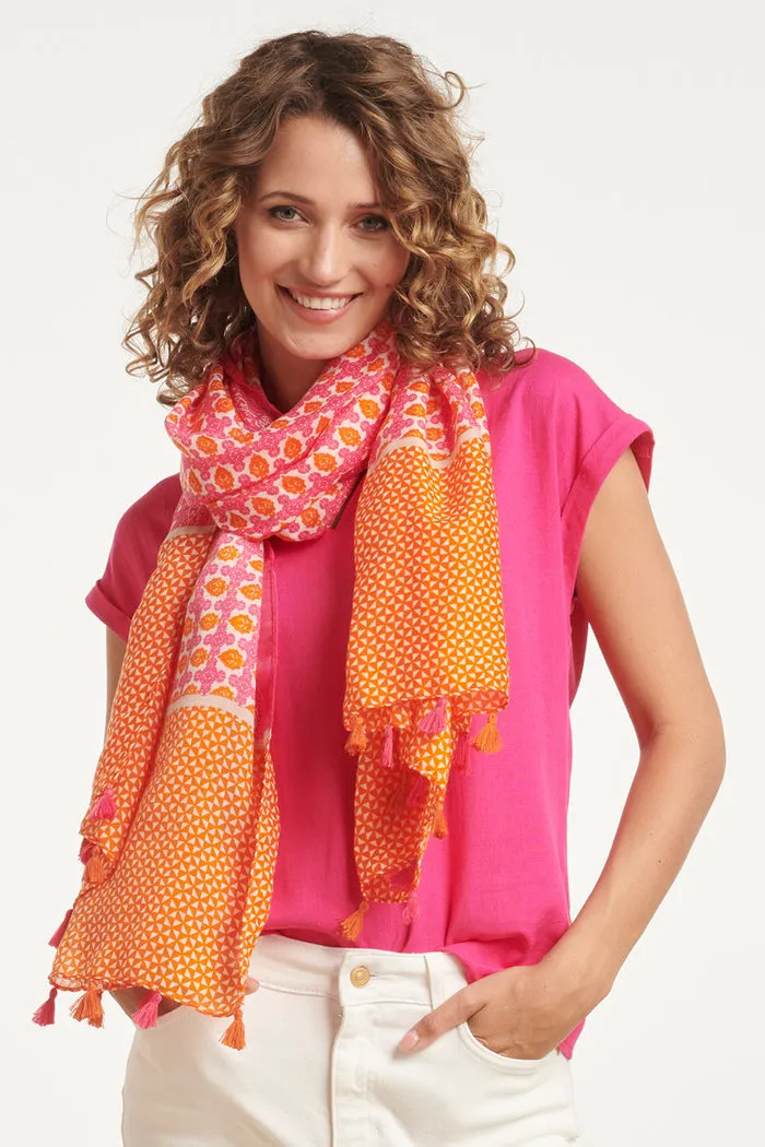 Smashed Lemon Fuchsia and Orange Summer Scarf