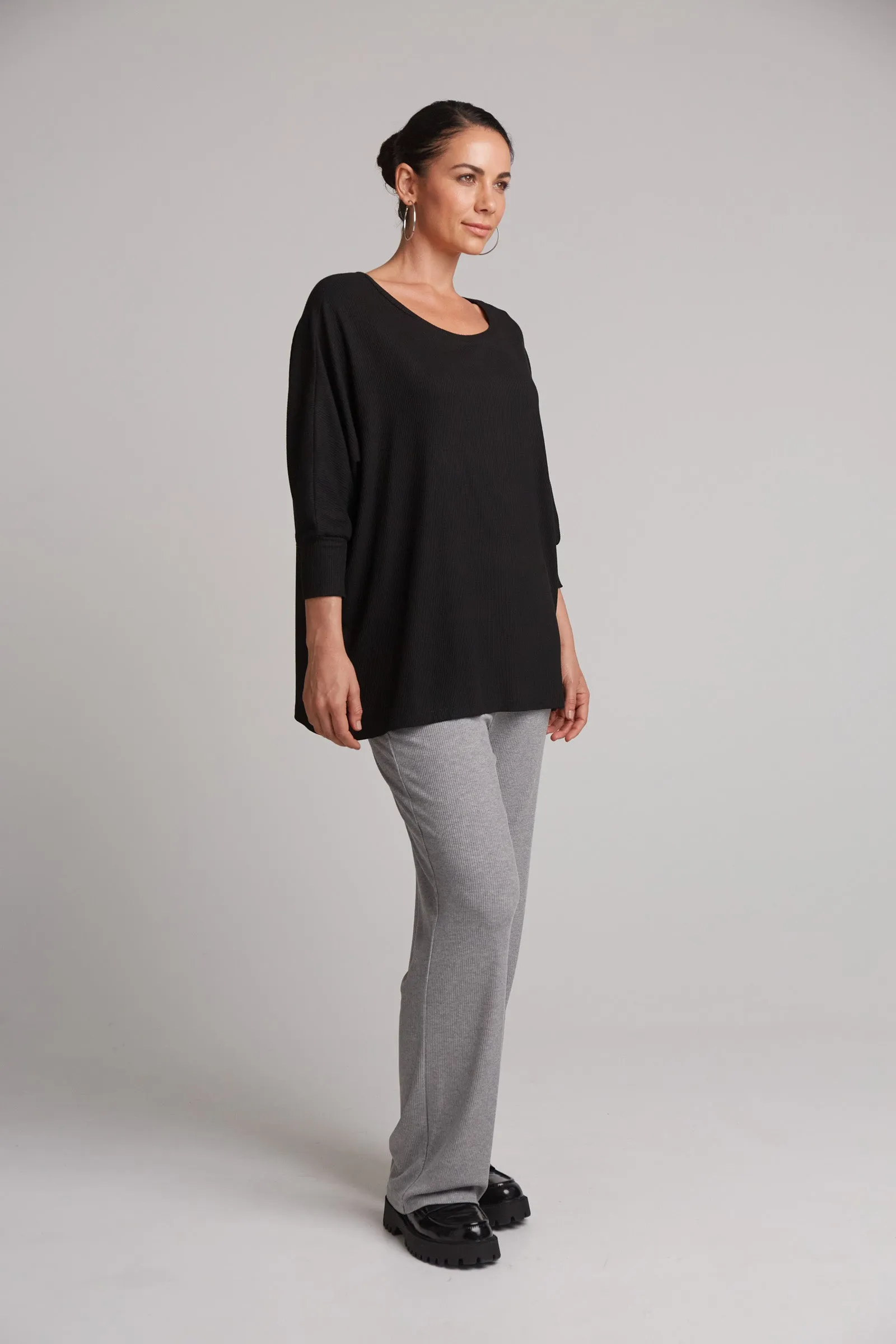 Studio Jersey Top - Rib Black