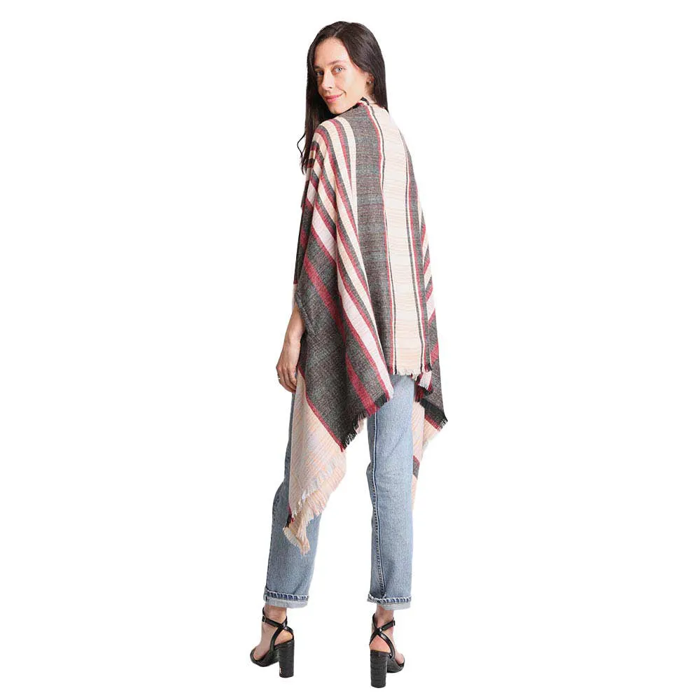 Tartan Check Front Pocket Poncho