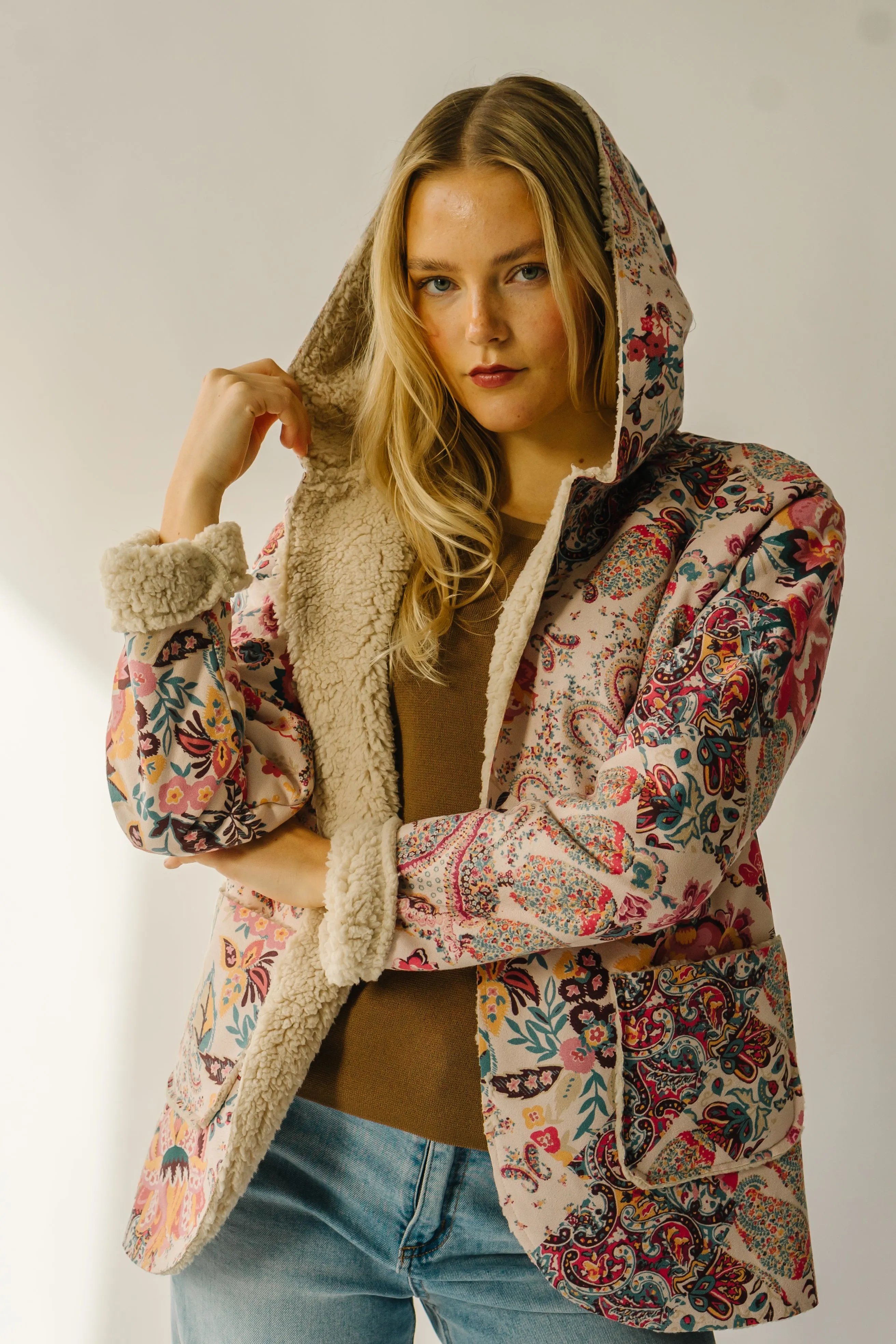 The Dudley Paisley Printed Jacket in Natural   Red