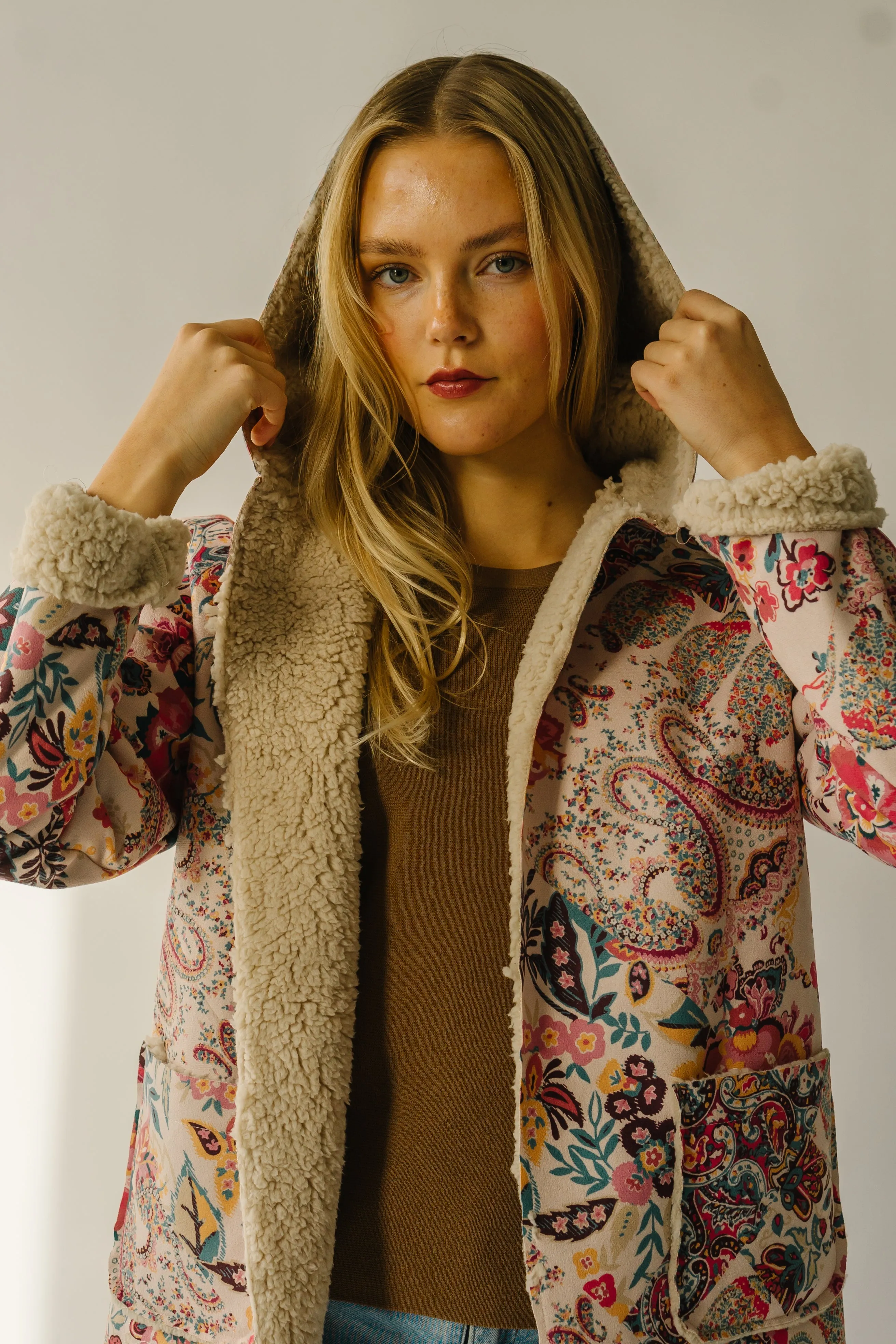 The Dudley Paisley Printed Jacket in Natural   Red