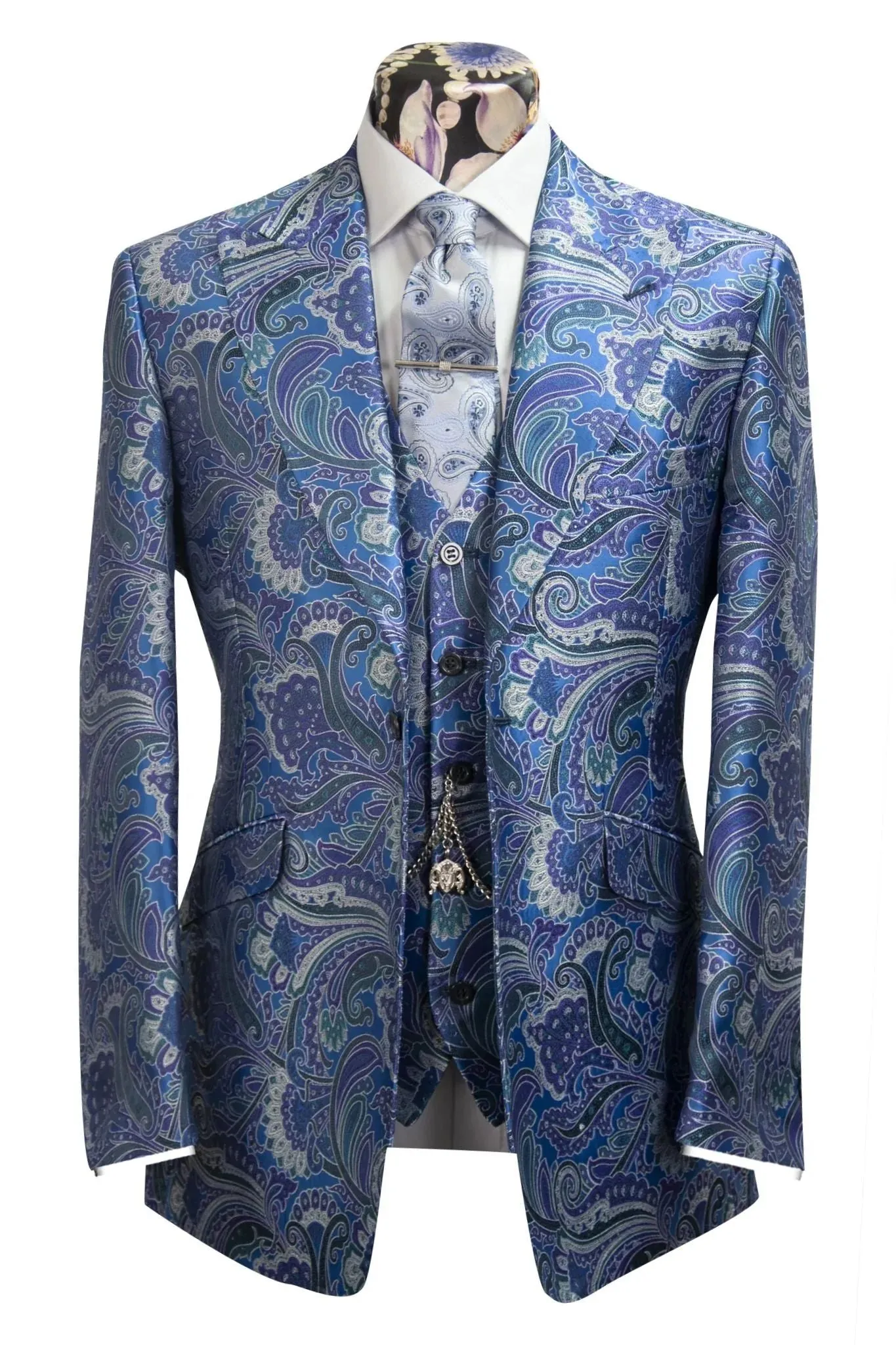 The Jarvis Blue Floral Paisley Suit