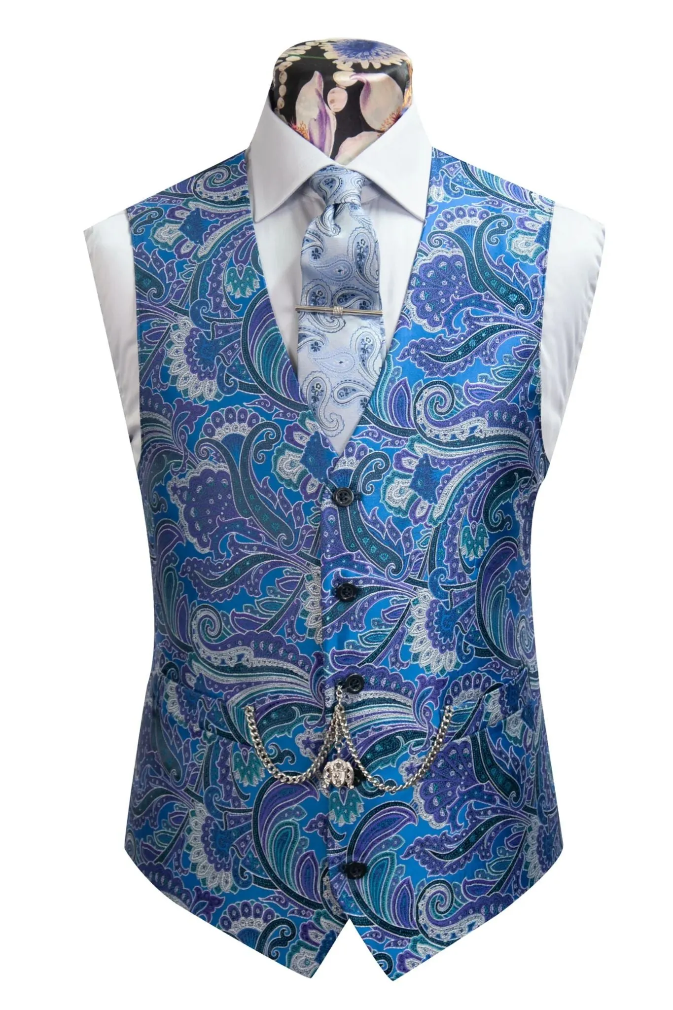 The Jarvis Blue Floral Paisley Suit