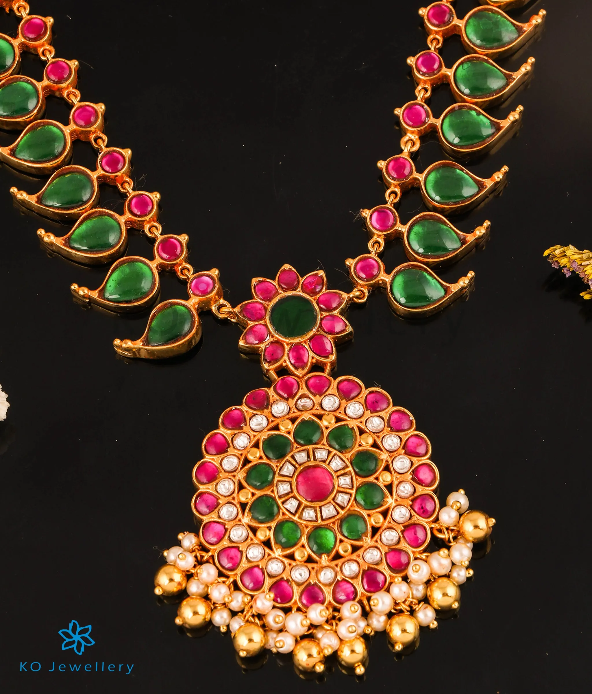 The Vanhi Silver Kundan-Jadau Mango Necklace