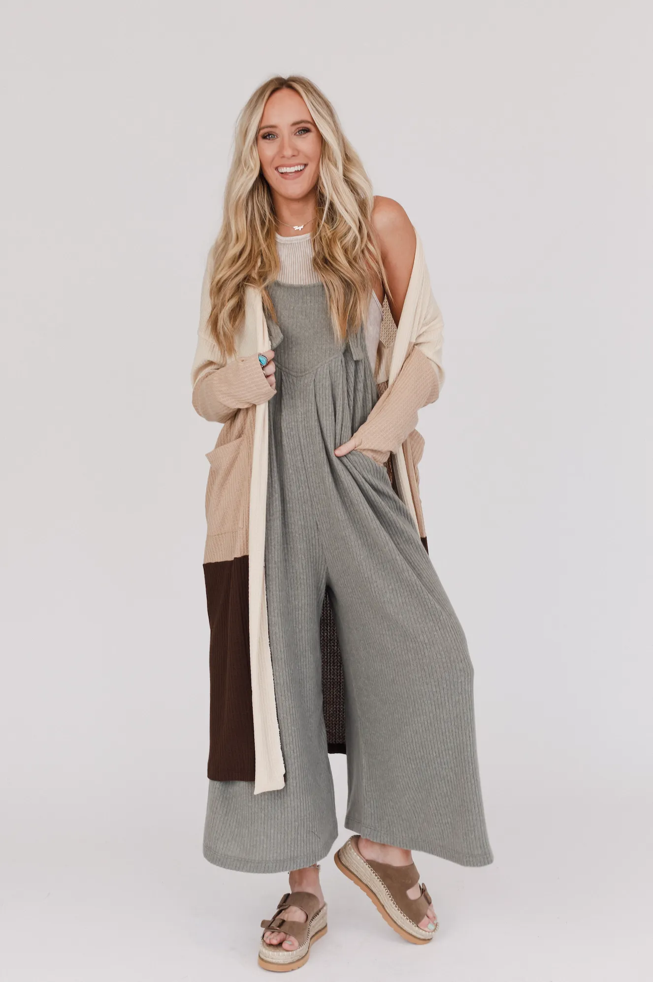 Triple Charm Cardigan - Oatmeal Khaki Brown