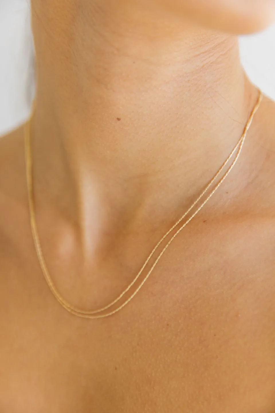 Ultra Fine Double Chain Gold Necklace