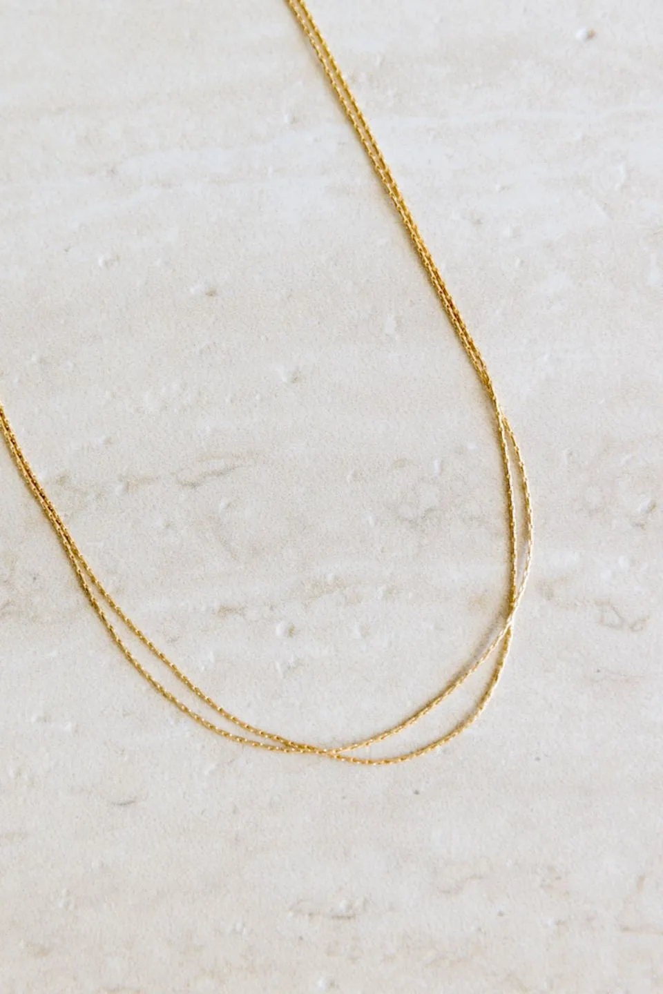 Ultra Fine Double Chain Gold Necklace