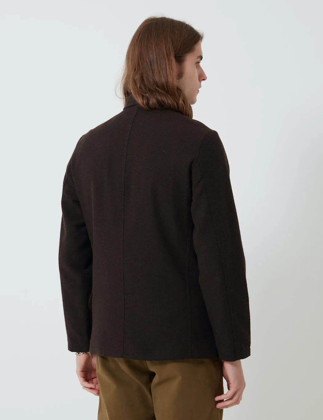 Universal Works Bakers Jacket (Wool Marl II) - Chocolate