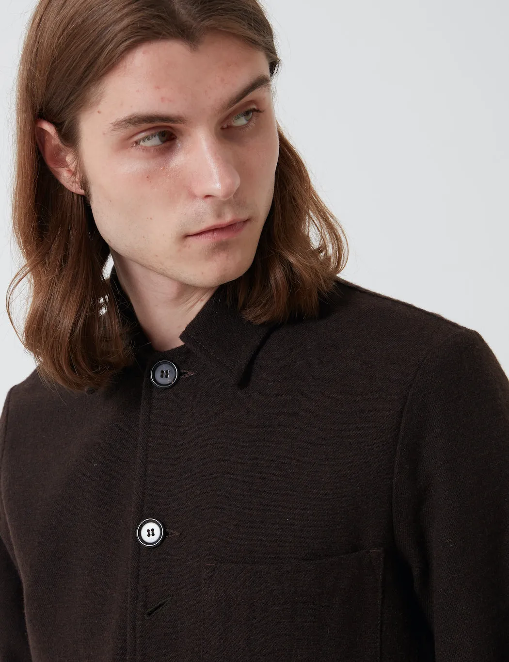 Universal Works Bakers Jacket (Wool Marl II) - Chocolate