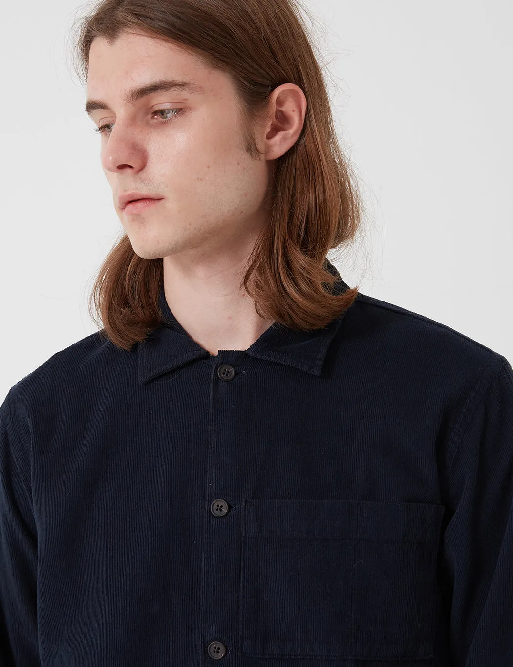 Universal Works Uniform Shirt (Fine Cord) - Navy Blue