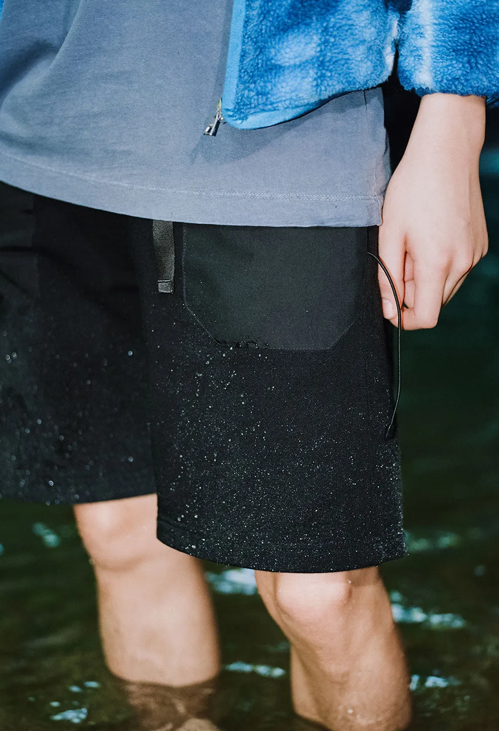 Waterproof Terry Mountain Shorts / Black