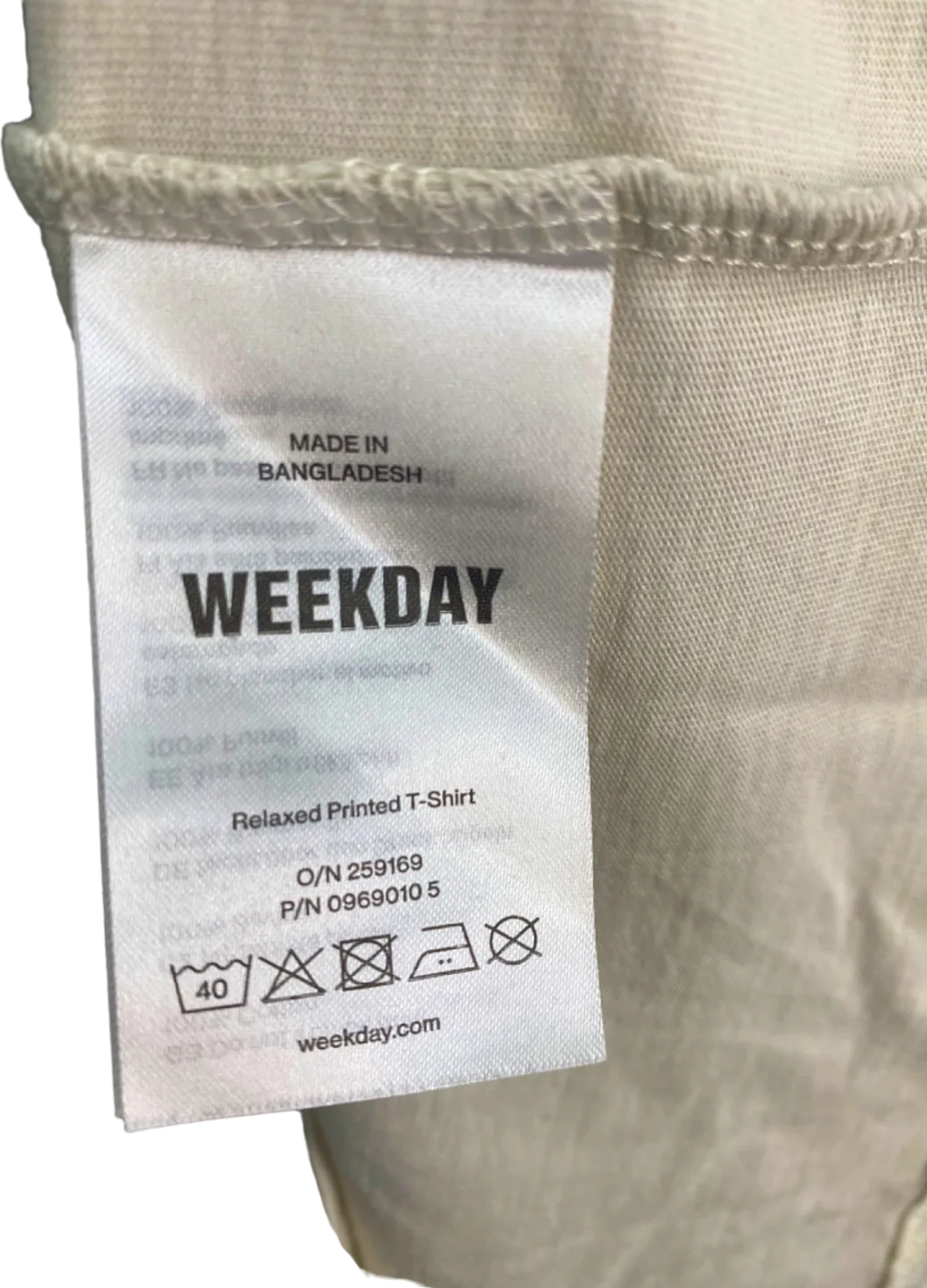 Weekday Beige World Tour T-Shirt UK M