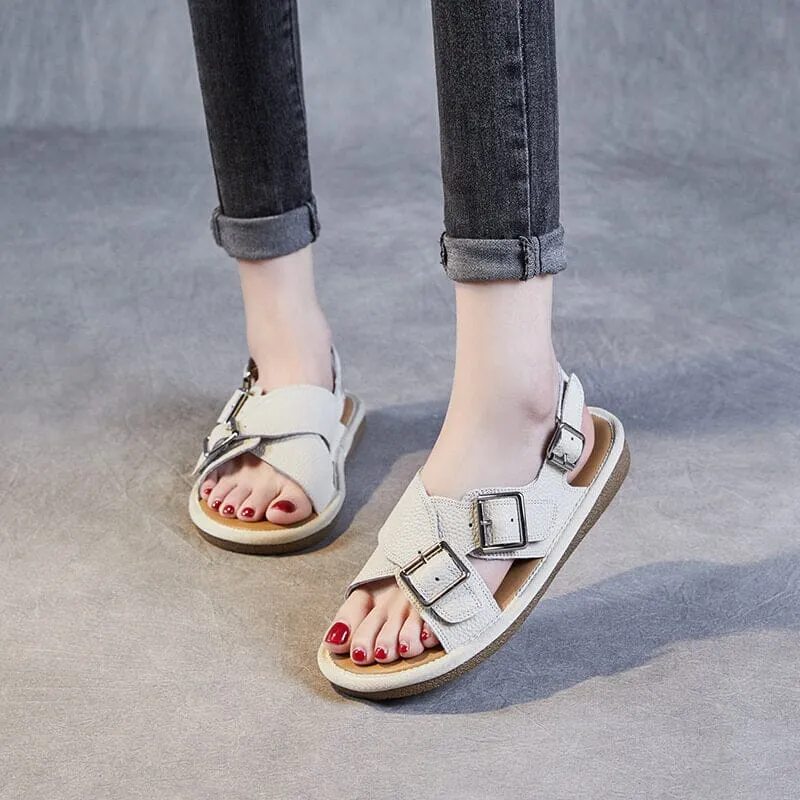 Women Summer Retro Casual Leather Sandals