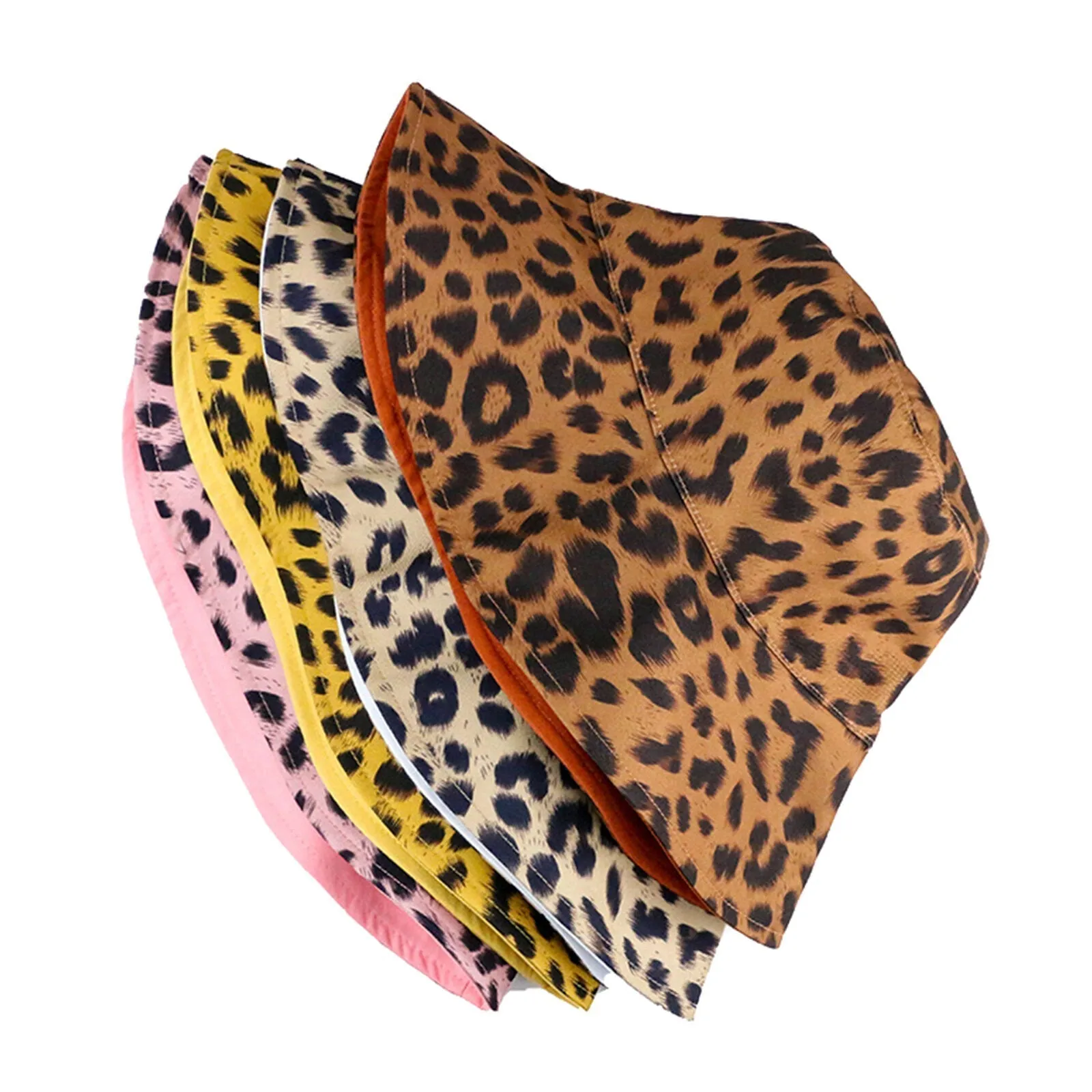 Women's Cotton Leopard Trend Print Bucket Hat Outdoor Casual Sun Hat